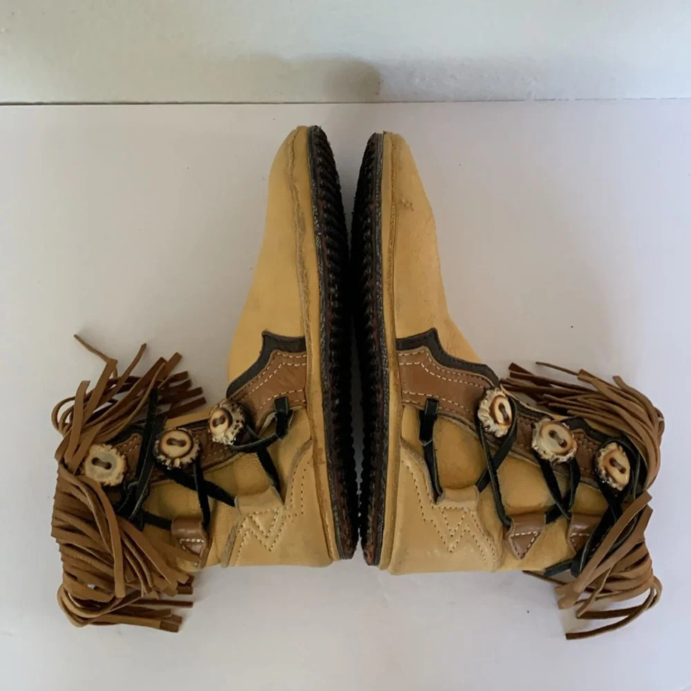 Vintage 70s OOAK Handmade Bald Mountain Moccasins Ankle Boot Renn Faire Festival - Picture 2 of 15